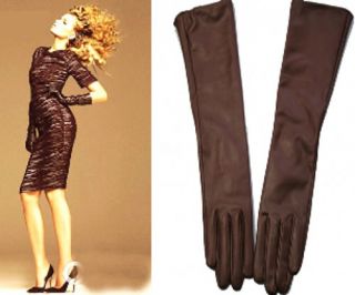 Fashion Women Genuine Leather Gloves Long 40cm M Winter Everyday Party