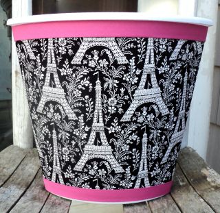 Paris Wastebasket Michael Miller Eiffel Tower Child Baby Decor Black Hot Pink