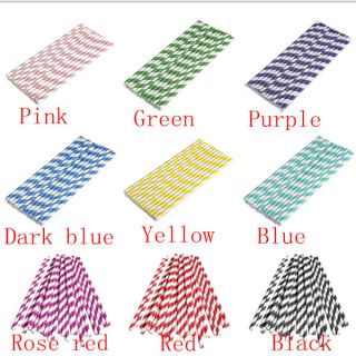 25 50 100pcs Biodegradable Paper Drinking Straws Striped Birthday Wedding Party