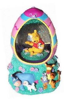 New Disney Winnie The Pooh Easter Egg Snow Globe Musical Wind Up Spring Holiday