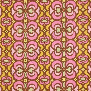 Amy Butler Midwest Modern Pink Dahlia Garden Maze Brown Cotton Quilt Fabric Yd