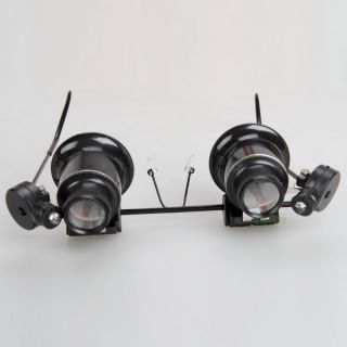 2pcs 20x Jeweler Magnifier Magnifying Glasses Loupe LED Light Watch Repair