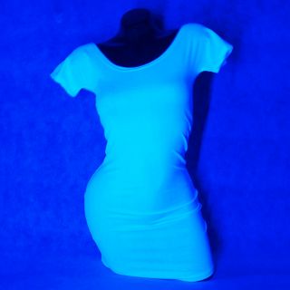 Sexy Women Skirt White UV Glow Sexy Clubwear Lycra Short Sleeve Mini Dress M297