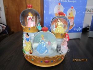 Disney Princess Ariel Cinderella Belle Aurora Snow Globe Music Box 