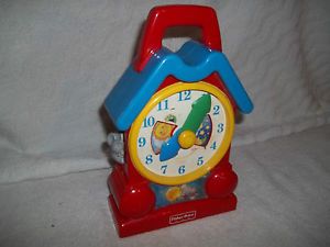 1994 Fisher Price Musical Wind Up Toy Clock 5706 Kids Early Learning Toy