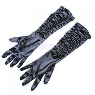 15 5in Elbow Long Black Stretch Satin Prom Opera Gloves