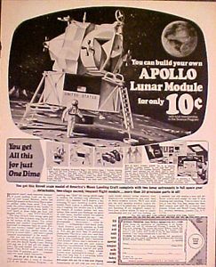 1969 Apollo Lunar Module Space Model American Moon Landing Kids Toy Promo Ad