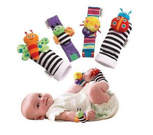 4 Infant Baby Kids Wrist Watchs Foot Socks Rattles Hand Foot Finders Toys Hot