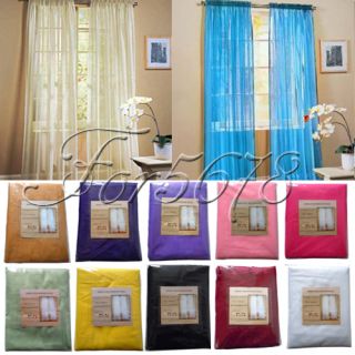 2 Purple Solid Sheer Voile Window Panel Curtain Drape Treatment Scarf 60"X84"