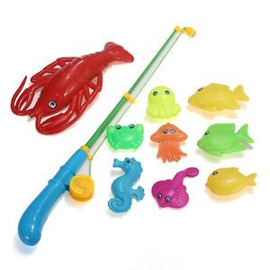 10in1 Multicolor Children Kids Magnetic Fishing Game Toys Make Bath Time Fun