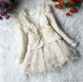 Girls Outfit Jacket Top Seller Dress Kids Party Pageant Pearl Flower Clothes  