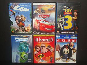 Disney Pixar 6 DVD Lot Cars Up Toy Story Monster Inc Chicken Little on ...