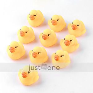 10 Pcs Baby Kids Children Bath Toy Cute Rubber Race Squeaky Duck Ducky Yellow