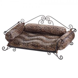 Leopard Print Cushion Dog Pet Bed Wrought Iron Base