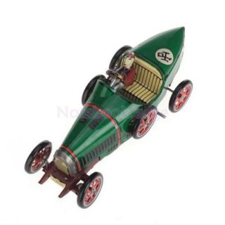 Vintage Style Metal Wind Up Walking Roadster Racing Car Kids Collectible Toy
