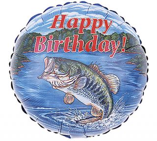 2 18" Bass Fish Happy Birthday Fishing Party Balloon Mylar Dad Fisherman