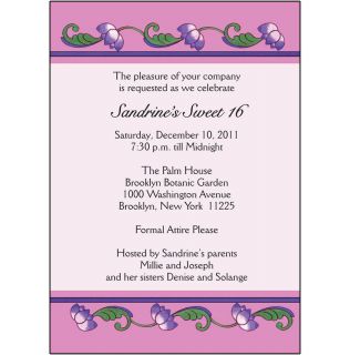 25 Personalized Sweet 16 Party Invitations Purple Chinese Ornament 2 SW16 18