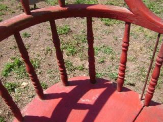 Early Antique Primitive Bankers Windsor Chair in Old Dry Red Paint