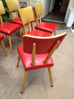 Vintage 1950's Mid Century Modern Set of 6 Chairs Meier Pohlmann Spaceage Red