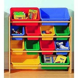 Toy Organizer Storage Bin Box Playroom Kids Childrens Wood Rack Table Child Play