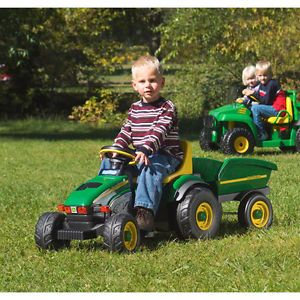 Toy Child Kids John Deere Pedal Riding Tractor Tow Behind Trailer Ride on New