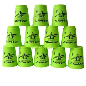 12pcs Speed Stacks Cups Stacking Sport Flying Cup Game Kids Boy Girl Toys Green