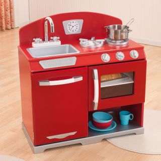 KidKraft Red Retro Kitchen Stove Oven Kids Wooden Play Set 53205A