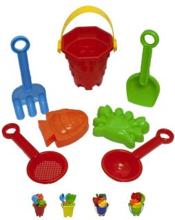 7 Piece Kids Fun Sand Water Beach Toy Bucket Spades Tools Childrens Set New