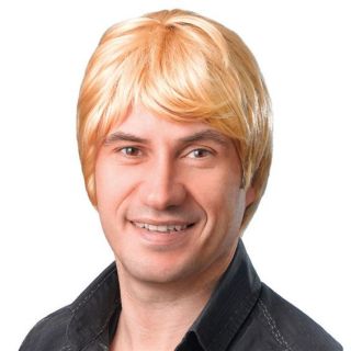 Fancy Dress Party Costume Carnival Silly Mens Mans Male Short Hair Wig Blonde