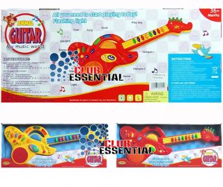 Battery Operated Kids Children Musical Light Animal Guitar Red Yellow Toy
