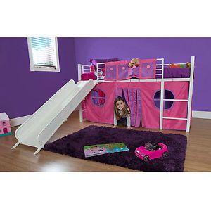 Twin Loft Bed Curtain Set Bunk Pink Girls Kids Princess Furniture Bedroom Toys