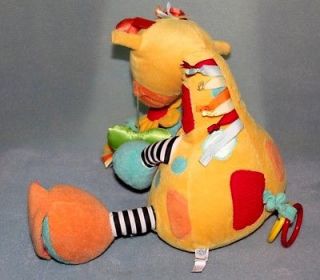 Pottery Barn Kids 13" Giraffe Rattle Squeak Activity Toy Plush Doll Musical 