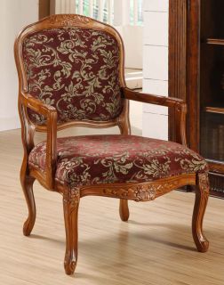 New 38"H Antique Look Light Oak Handcarved Hardwood Curved Arms Accent Chair