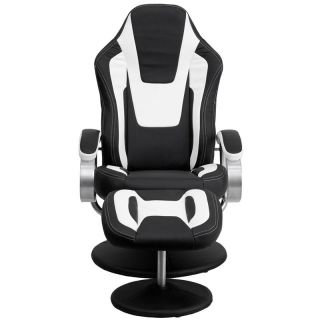 Racing Bucket Seat Recliner Gaming Game Room Lounge Chair Cool Black White Cool