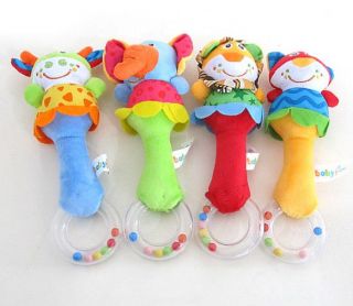Lovely Kids Baby Soft Animal Model Handbells Rattles Handle Developmental Toy