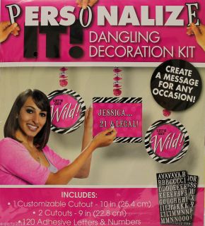 Zebra Animal Print Customizable Dangling Decoration Kit Birthday Party Supplies