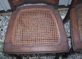 Antique Wooden Pair Dining Mission Wicker Seat Chair