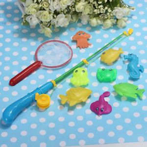 Magnetic Fishing Game Toy 1 Rod 8 Fish 1 Net Makes Kids Children Bath Time Fun
