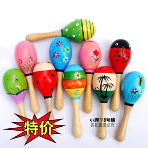 Great Christmas Gift Wood Maraca Rattles Kid Musical Instrument Party Favor Toy