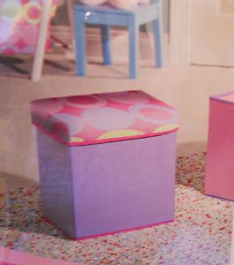 Kid's Ottoman for Storage Seating Toys Clothes 12x12x12 5 Pink Purple Green