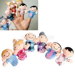 6pcs Family Finger Puppets Cloth Doll Baby Educational Hand Toy Story Kid CU3