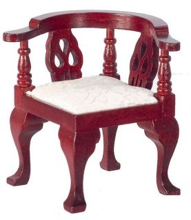 Doll House Mini Mahogany Corner Chair Settee Victorian Furniture 1 12 Scale