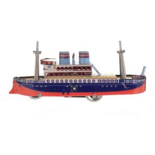 Wind Up Passenger SHIP Model Kids Clockwork Toy Collectible Gift w Key Moveable