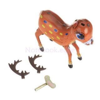 Lovely Vintage Style Wind Up Clockwork Reindeer Deer Toy Kids Party Favor Gift