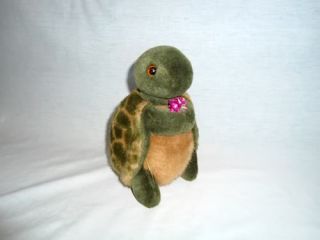 Vintage 1987 Gund 8" Plush Turtle w Flowers Whiz Stuffed Tortoise K 1