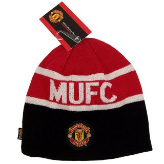 Manchester United Soccer Reversible Beanie Knit Hat Cap
