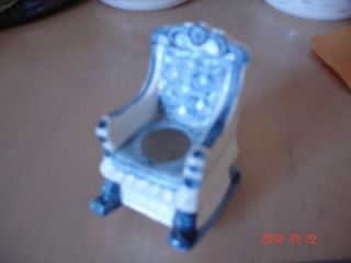 Miniature Rocking Potty Chair Doll House Blue White