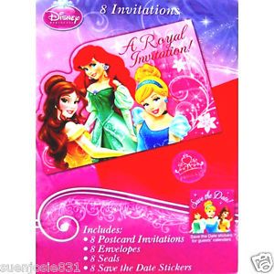 Disney Princess Sparkle Party Invitations 8ct w Seals Party Supplies