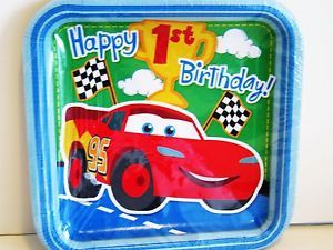 Disney Cars 1st Birthday Party Supplies Lunch Dinner Plates 8 