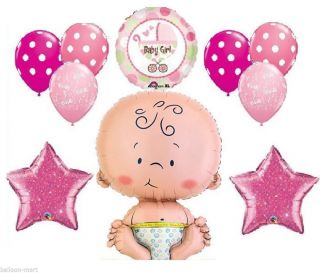 Welcome Baby Girl Baby Shower Party Supplies Decorations Stroller Pink Design